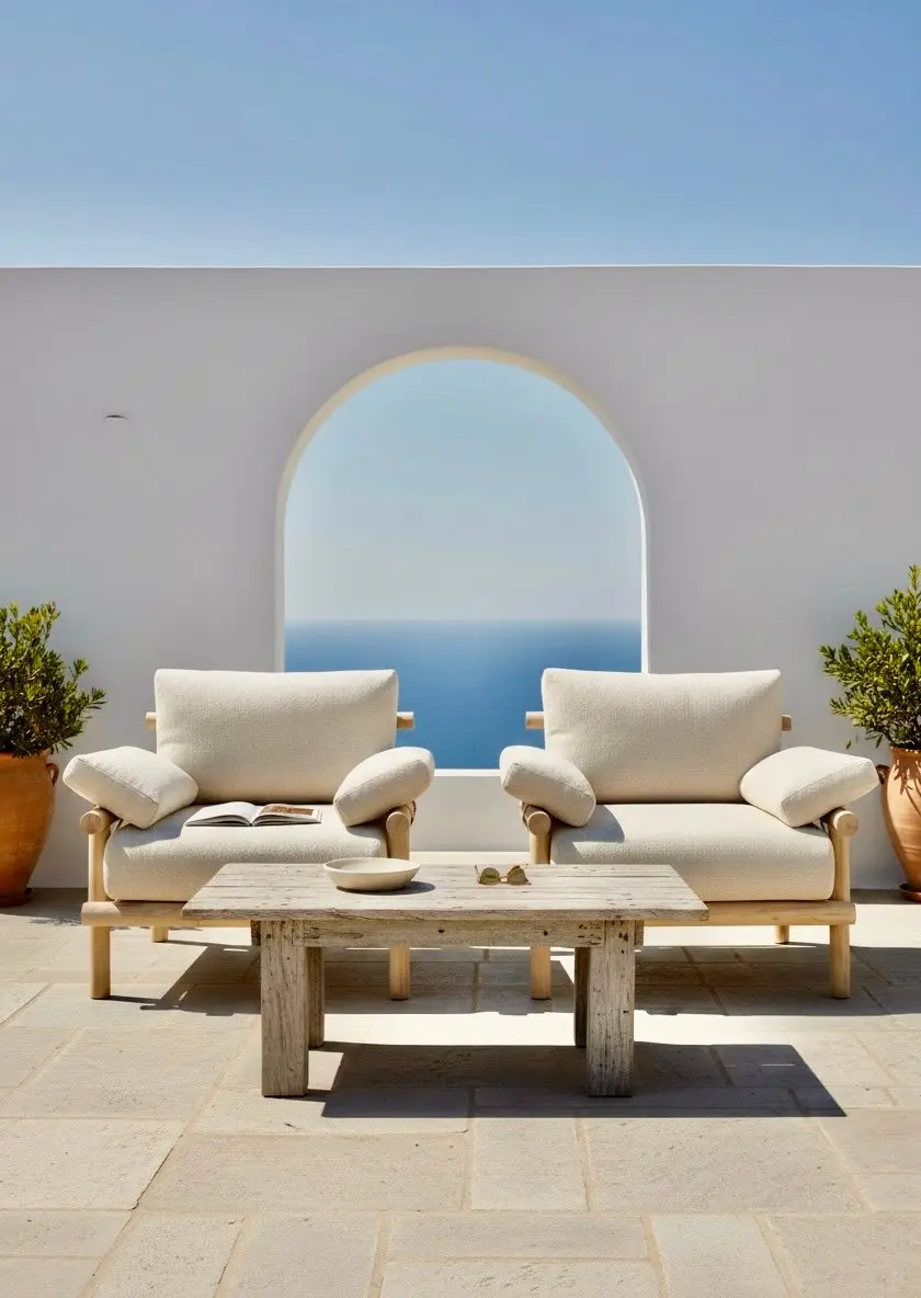 Lovina, salon de jardin en rondins de teck avec sofa et fauteuils