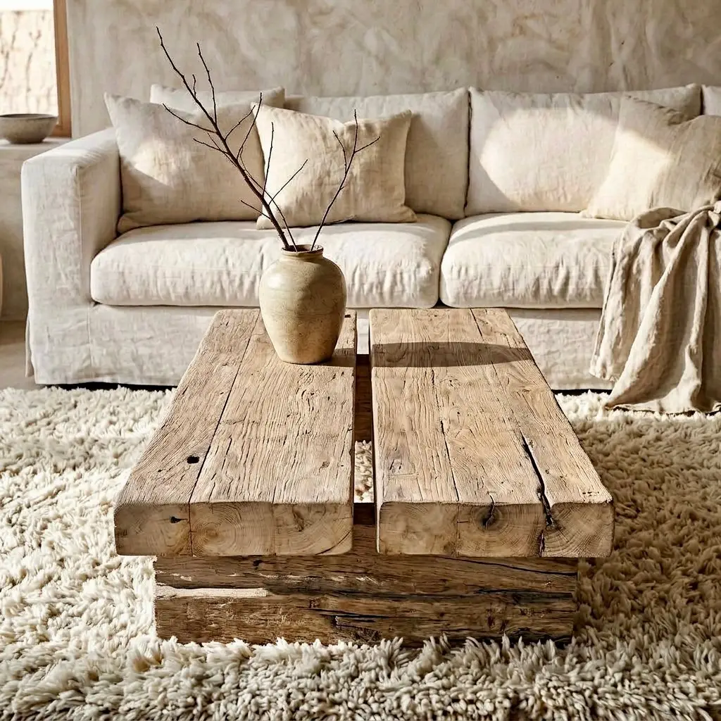 Vairani, table basse rectangulaire en teck recyclé