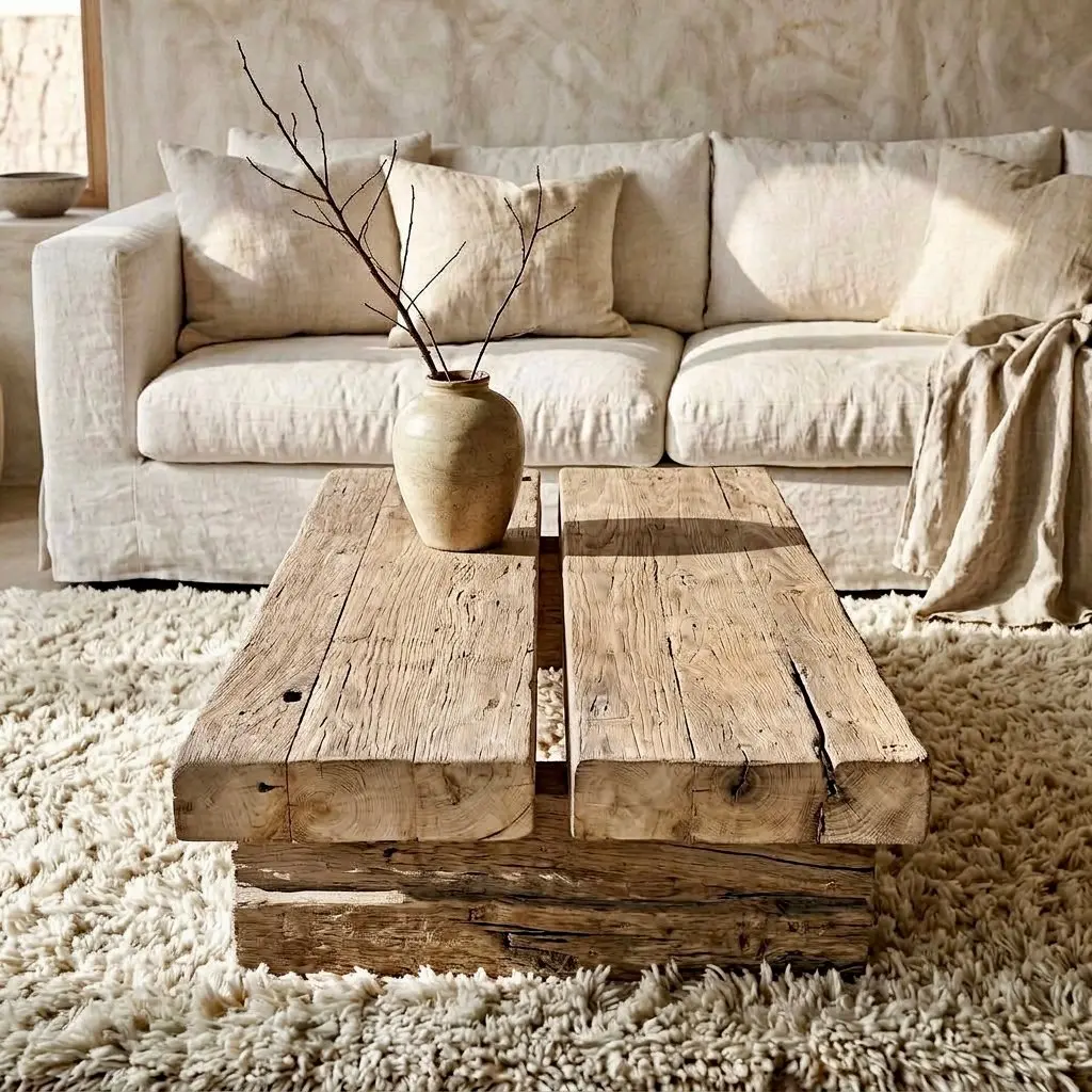 Vairani, table basse rectangulaire en teck recyclé