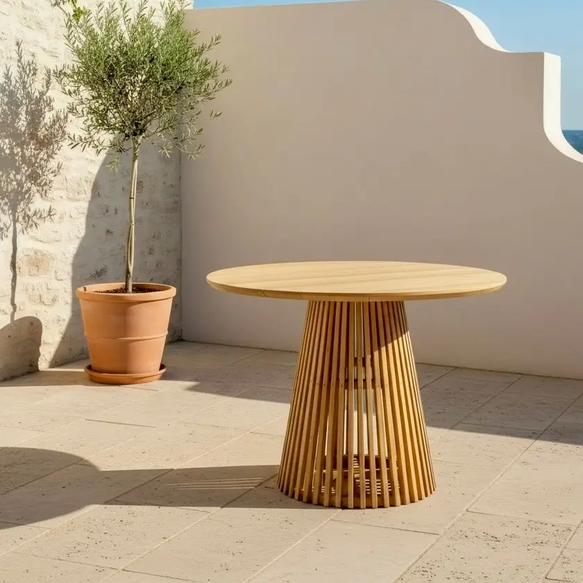 Orenda100, table ronde en teck massif de 100 cm