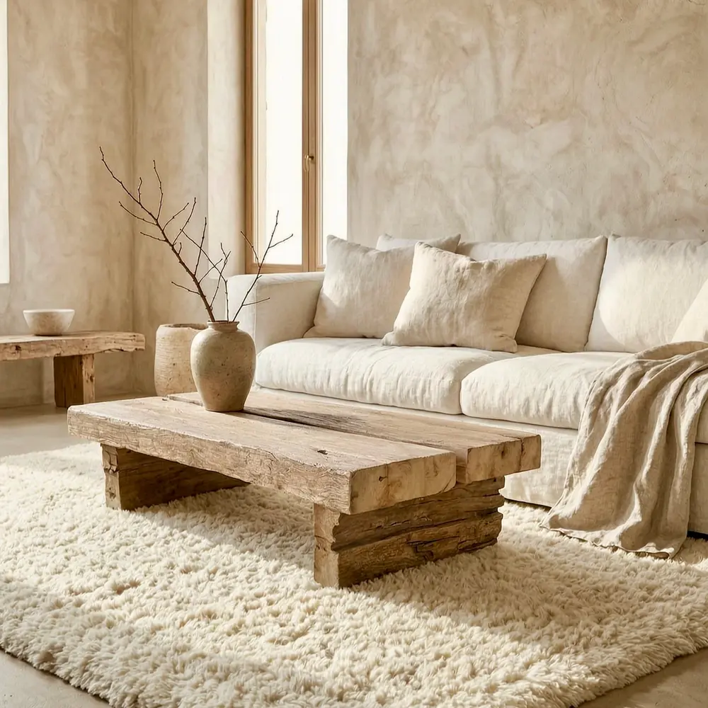 Vairani, rectangular coffee table in reclaimed teak
