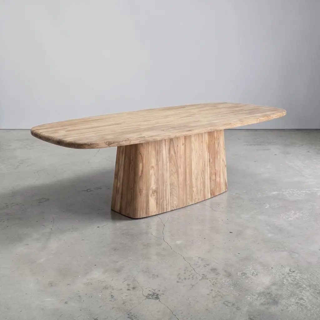 Adika, table à manger ovale en teck recyclé