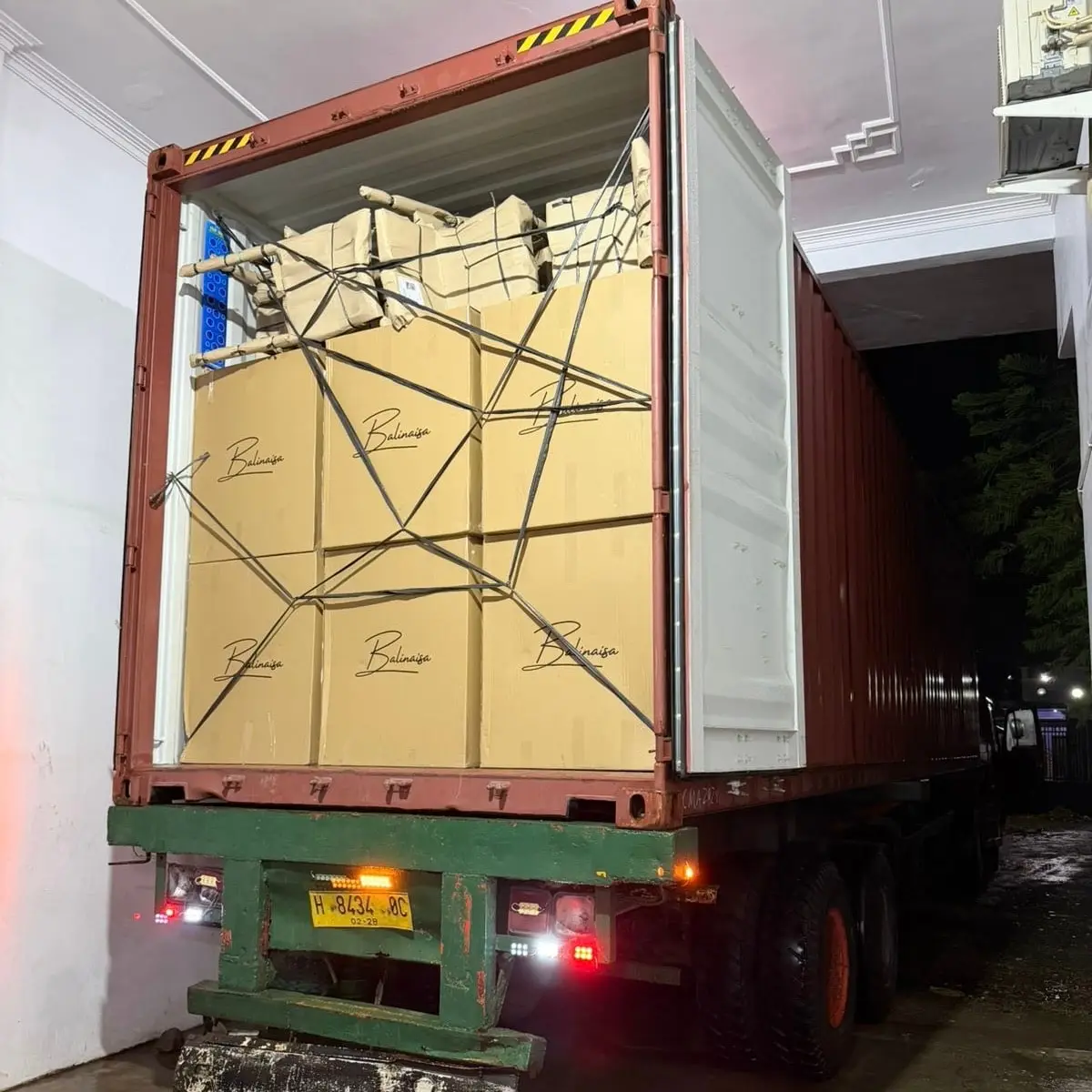 A container of Balinaisa crates loaded at the workshop in Indonesia, before it leaves for France