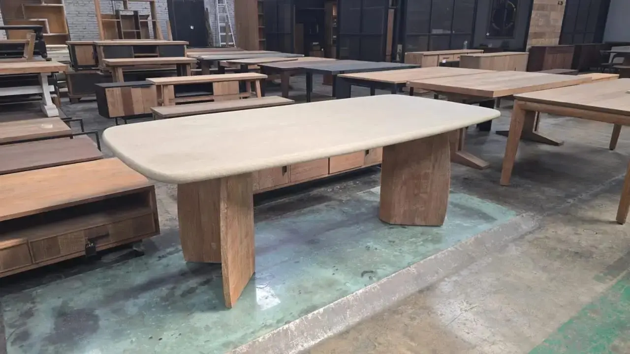 Tables being finished at the workshop