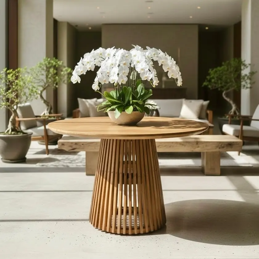 Orenda100, table ronde en teck massif de 100 cm