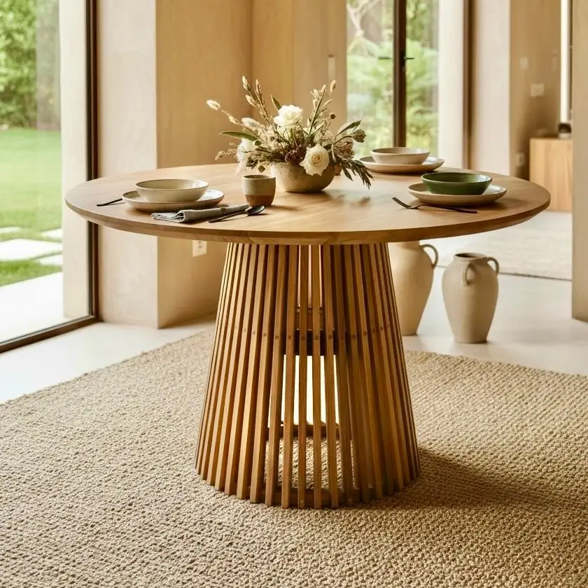Orenda100, table ronde en teck massif de 100 cm