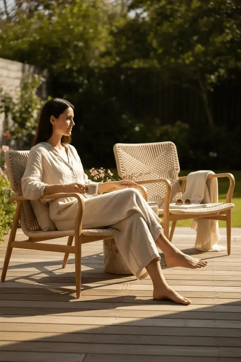Sumba, sur une terrasse en bois, en fin de journée